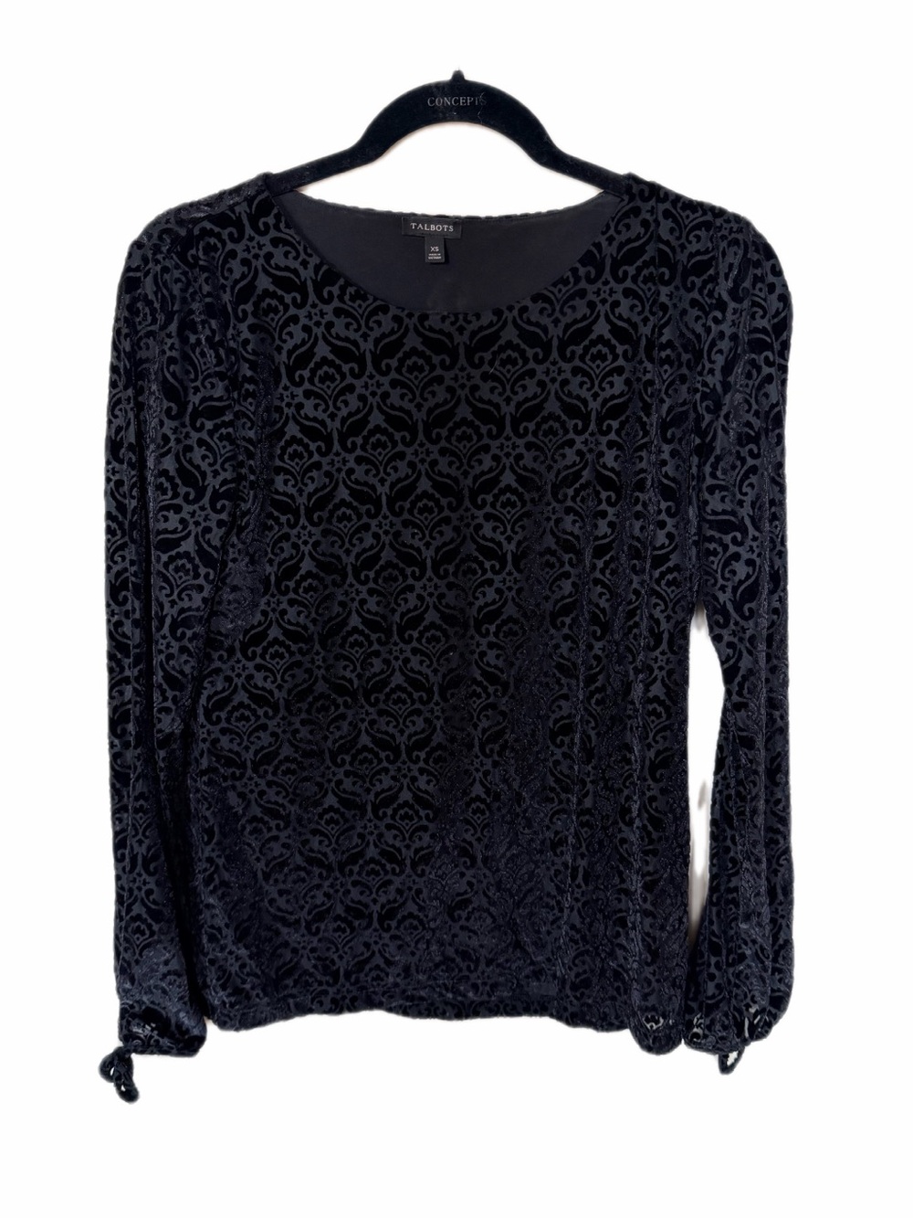 Talbots black velvet long sleeve XS